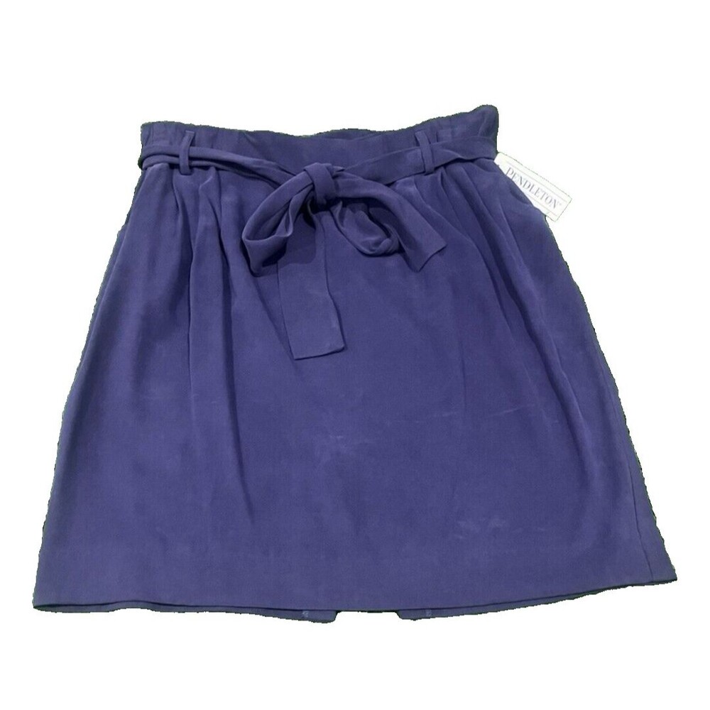Pendleton Women's  100% Silk Purple Belted Skirt SZ 10 New W/Tag